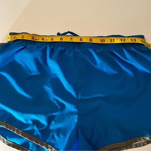 Nike Fit Dry Running Shorts Women’s Small Blue, lined, drawstring, white swoosh - Picture 4 of 7
